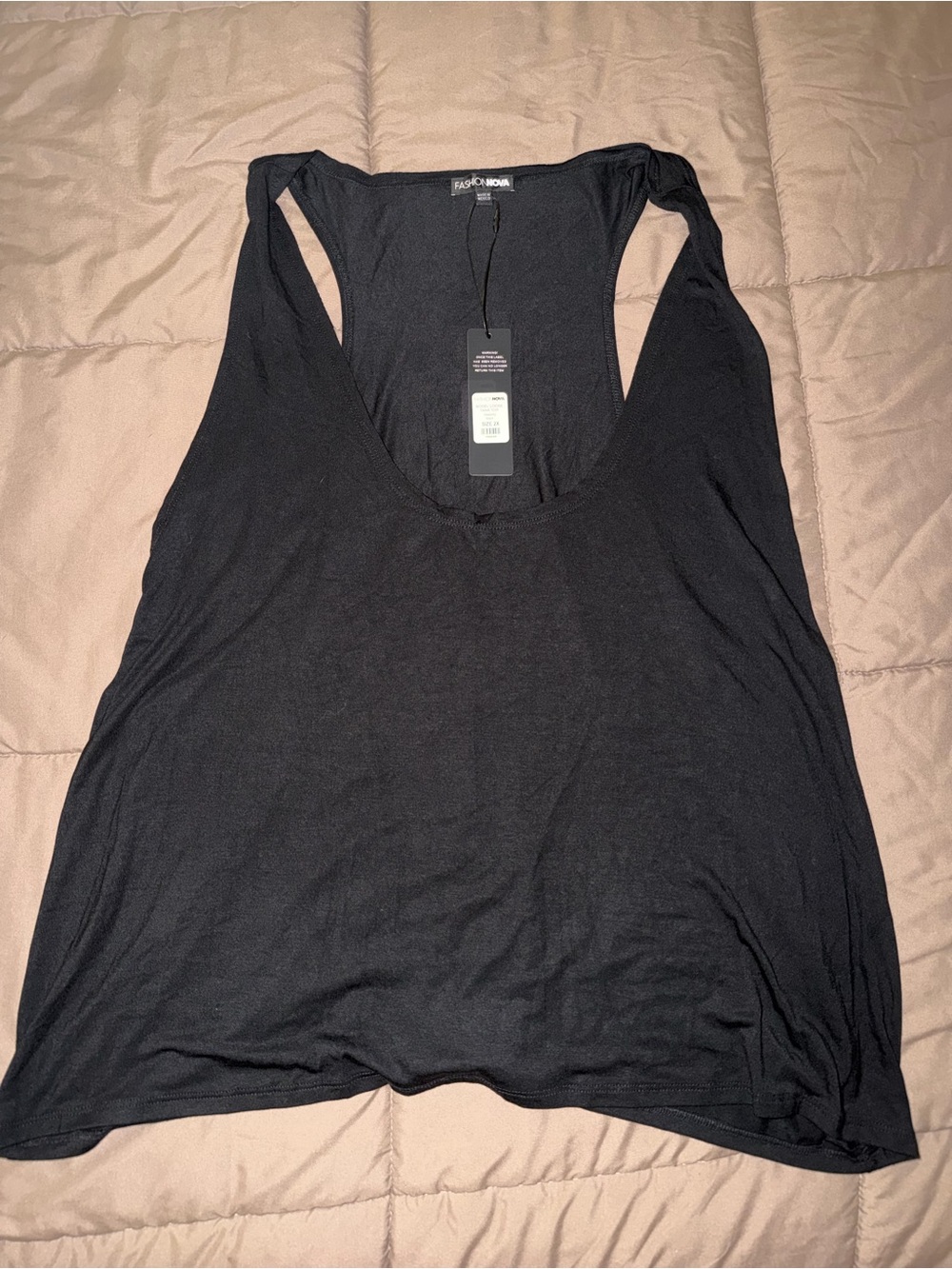 Fashion Nova - Modal Loose Black Scoop Neck Racerback Tank Top